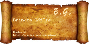 Brindza Géza névjegykártya