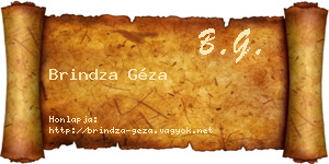 Brindza Géza névjegykártya